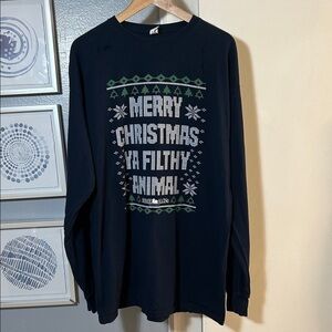 Men's Home Alone Merry Christmas Ugly Sweater Long Sleeve Shirt Size XL